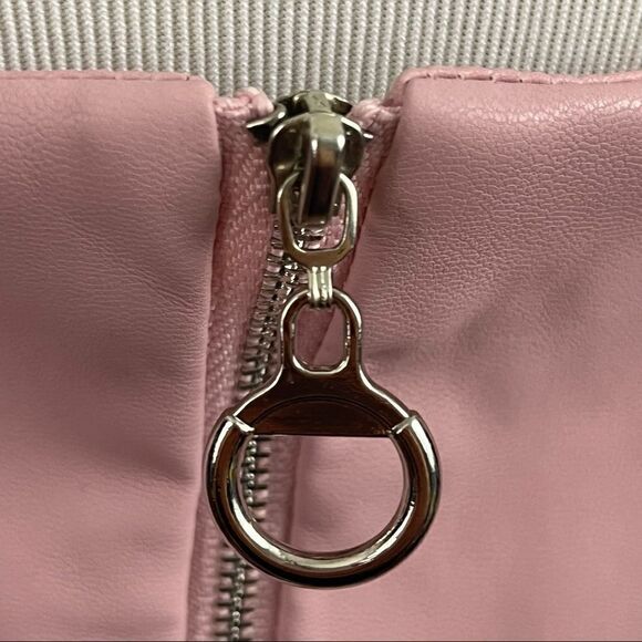 ASOS Parisian Bubblegum Pink Vegan Leather Bustier Sheer Sleeve Top 10 - Picture 7 of 11